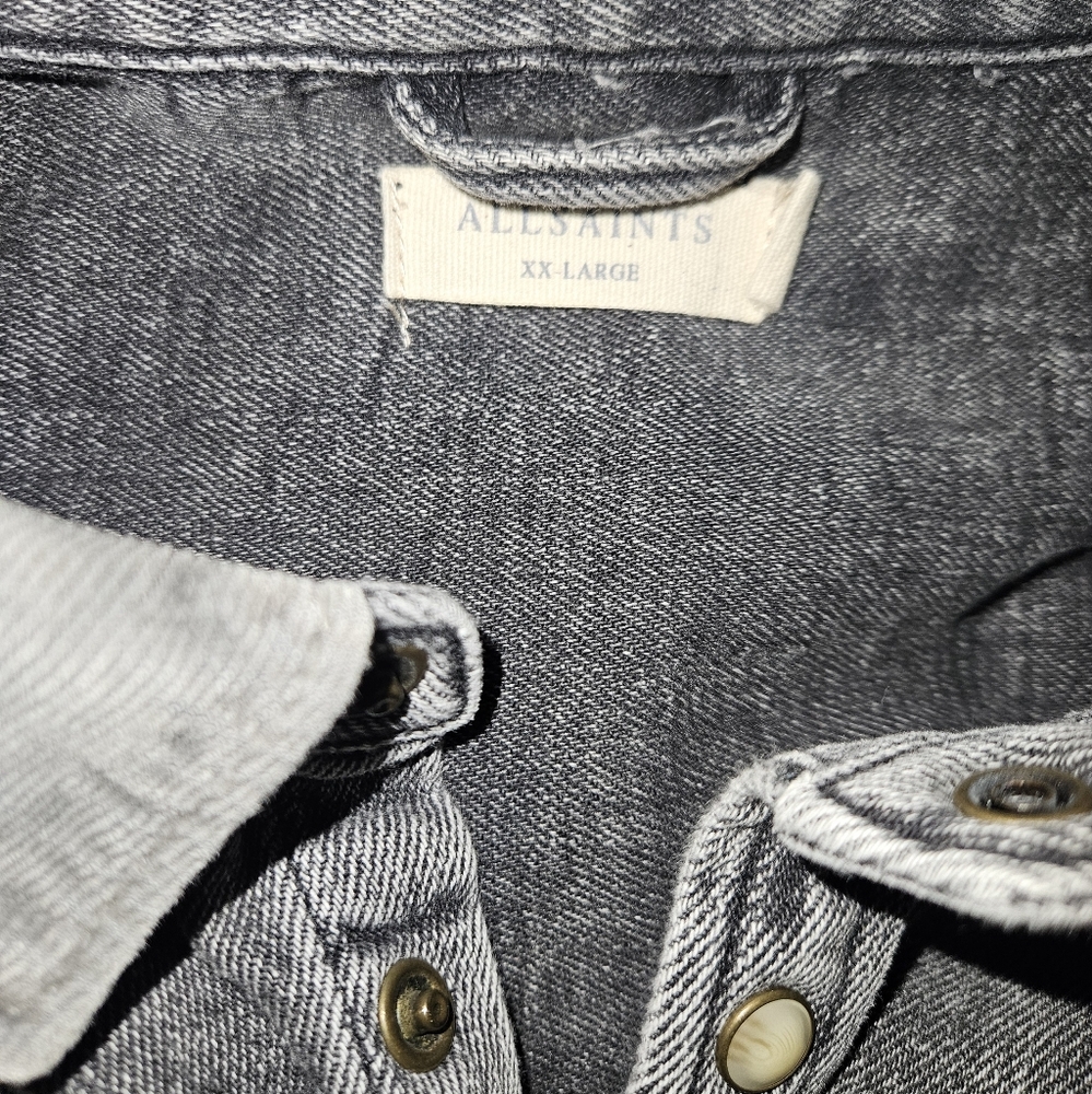 All Saints oversized distressed denim jacket